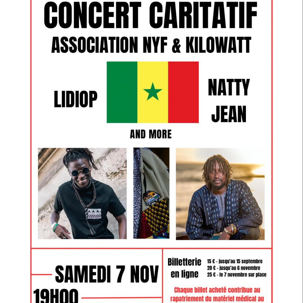 CONCERT TOUS UNIS POUR LE SENEGAL : LIDIOP + NATTY JEAN + Guests : Puppa Lëk Sén et d'autres artistes